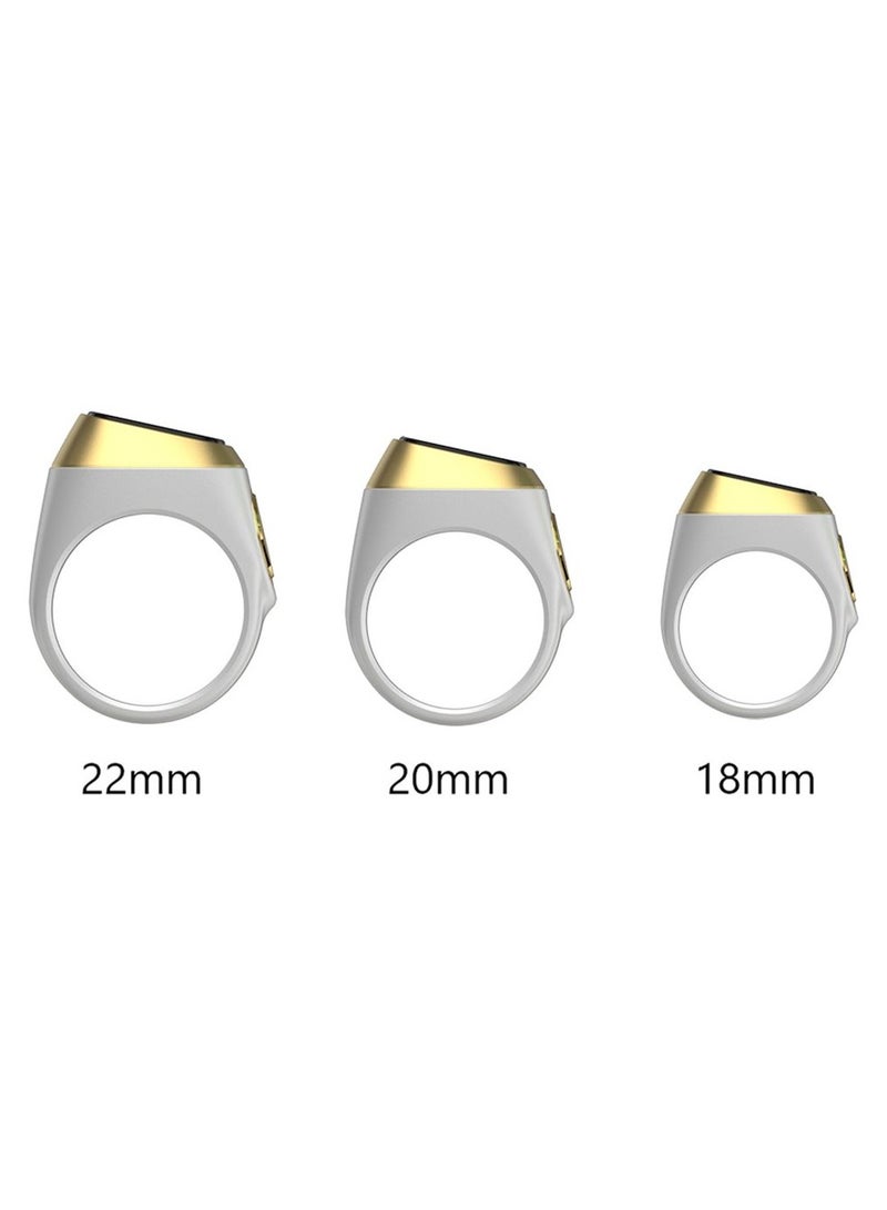 إيكيبلا خاتم تسبيح ذكر ذكي من iQIBLA، تذكير بإشعارات أوقات الصلاة اليومية للمسلمين 5 مع شاشة OLED، عداد تسبيح يرتبط بتطبيق iQibla، مقاوم للماء، مقاس 22 مم - أبيض/ذهبي - Image 3