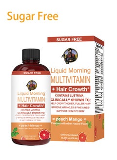 Sugar Free Liquid Multivitamin Lustriva® Hair Growth for Women| Biotin 10000mcg | Vitamin D, B |Clinically Tested for Thicker Hair, Wrinkles, Fine Lines, Skin Care| Ages 18 | 15.22 Fl Oz  - Image 1