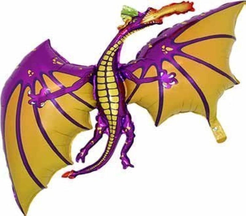 Grabo 36 Inch Purple Dragon Shaped Foil Balloon - Air Or Helium