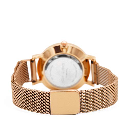 Joker & Witch Stainless Steel Dusk Rosegold Analog Watch Bracelet Set For Women, White Dial, Rose Gold Band - Image 5