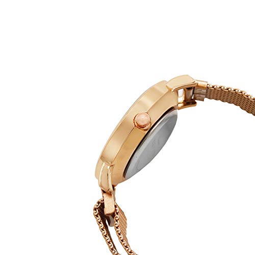 Joker & Witch Stainless Steel Dusk Rosegold Analog Watch Bracelet Set For Women, White Dial, Rose Gold Band - Image 4