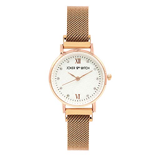 Joker & Witch Stainless Steel Dusk Rosegold Analog Watch Bracelet Set For Women, White Dial, Rose Gold Band - Image 3