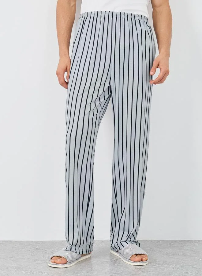 Styli Styli Grey Striped Pyjama with Elastic Waist