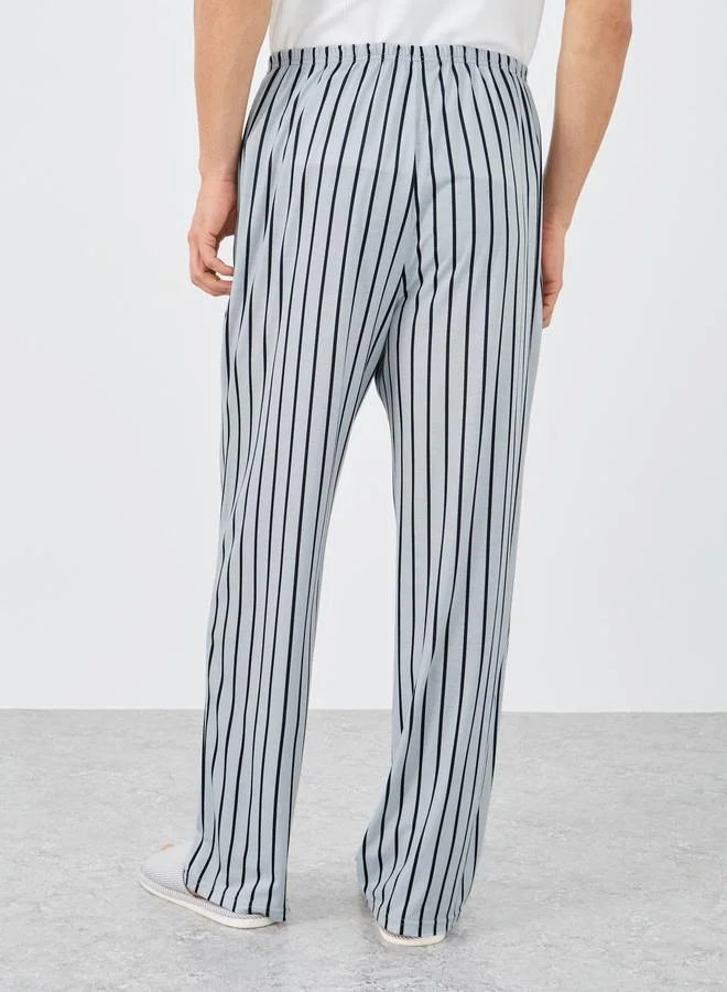 Styli Styli Grey Striped Pyjama with Elastic Waist