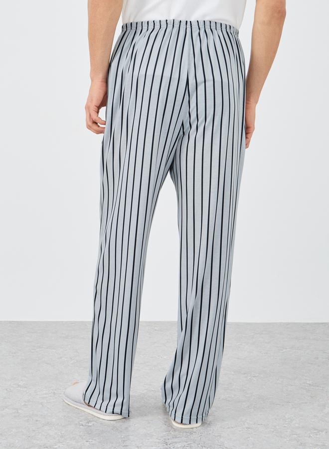 Grey Striped Pyjama with Elastic Waist
