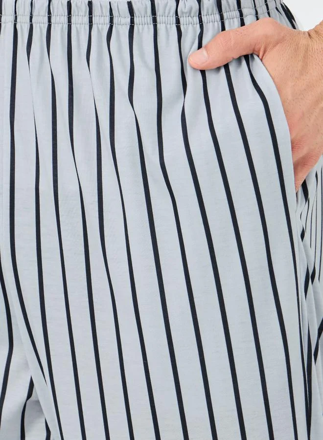 Styli Styli Grey Striped Pyjama with Elastic Waist