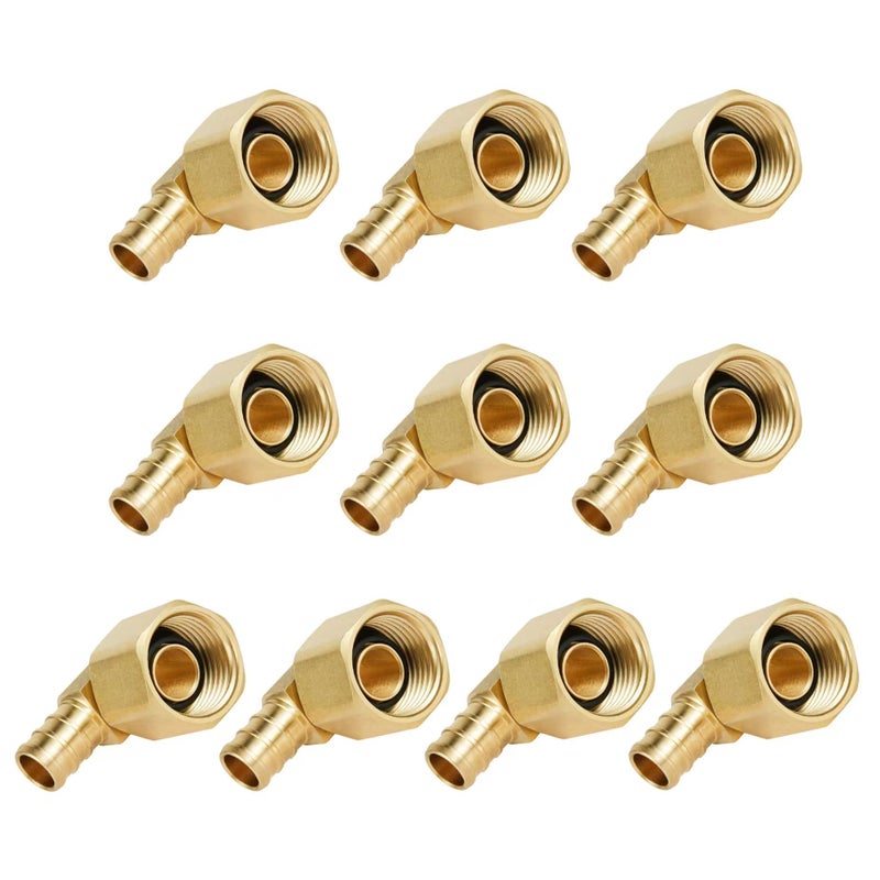 10Pack EFIELD Barb Crimp Pex Fittings 12 X 12 Female NPT Swivel Elbow Adapter Heavy DutyASTM F1807 12inchPEX1807220