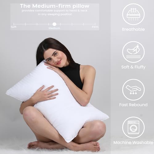 AVI Luxury Hotel Collection Microfiber Filled Bed Pillows for Back, Side, and Stomach Sleepers, 20 x 30 Inches or 51 x 76 CM Set of 2 - Image 4