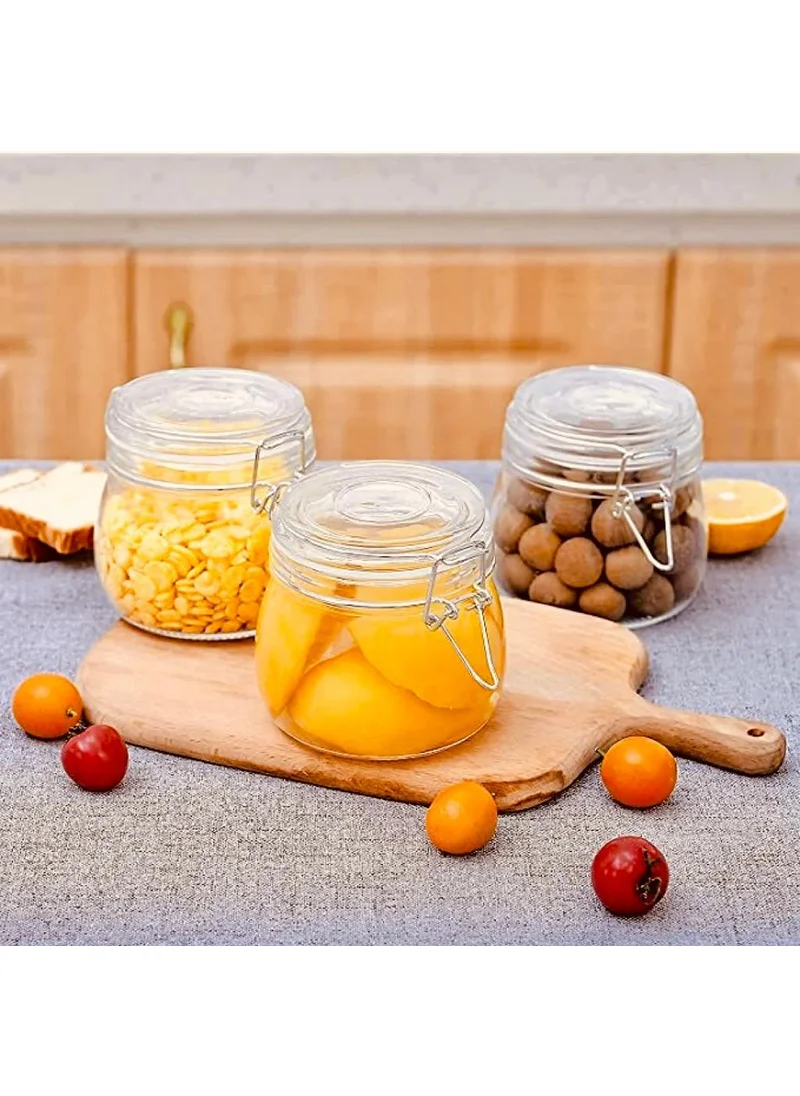 كويزيرا Airtight Glass Canister Set of 6 with Lids 17oz Food Storage Jar Square - Storage Container with Clear Preserving Seal Wire Clip Fastening for Kitchen Canning Cereal,Pasta,Sugar,Beans,Spice