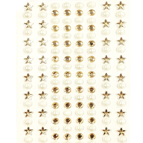 Wrapables 164 Pieces Crystal Star and Pearl Stickers Adhesive Rhinestones, Champagne - Image 1