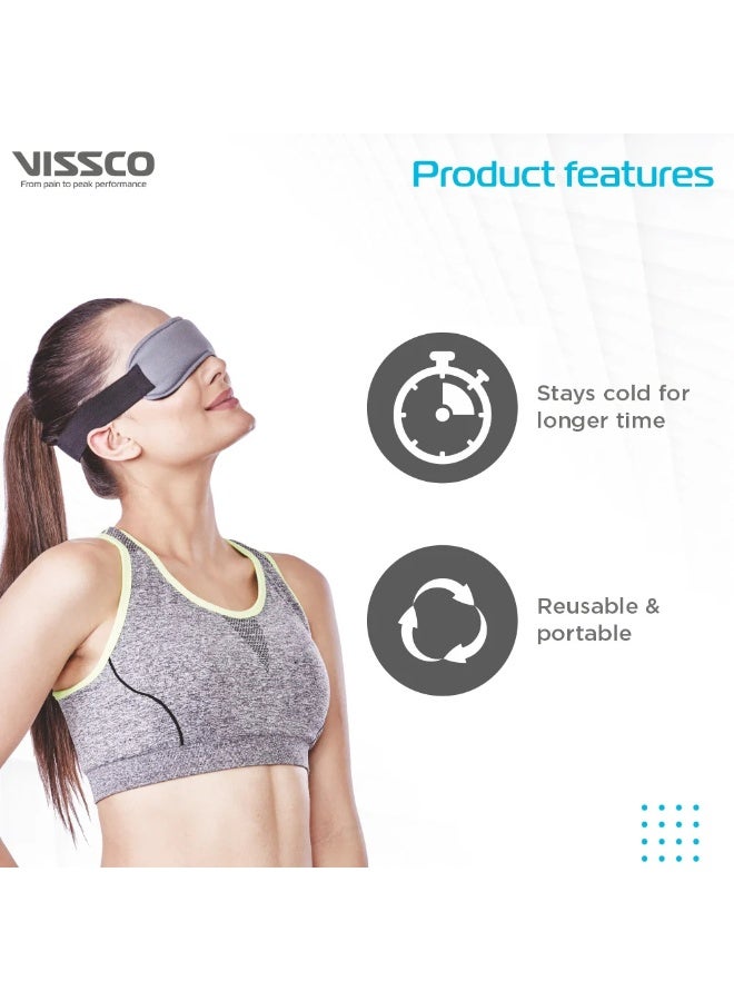 VISSCO Eye Mask (Cool Gel) | Soothing Cold Compress for Puffy Eyes, Dark Circles, & Sinus Relief | Adjustable & Reusable Cooling Gel Bead Eye Mask - Image 3