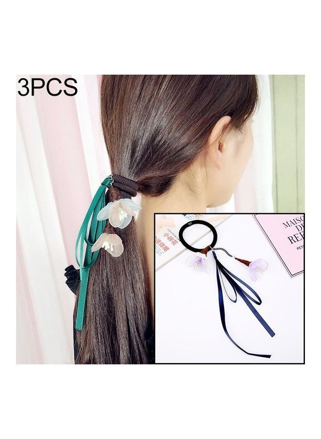 NIBEMINENT 3-Piece Elastic Hair Flower Bands Purple / Navy Belt - Image 1
