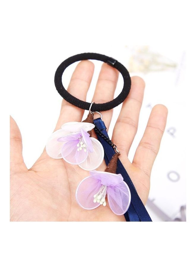 NIBEMINENT 3-Piece Elastic Hair Flower Bands Purple / Navy Belt - Image 3