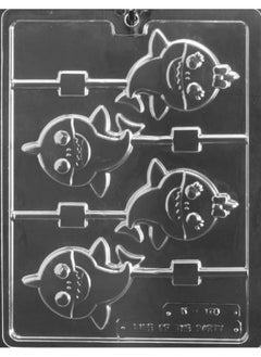 Grandmama's Goodies K178 Baby Shark Lollipop Chocolate Candy Soap Mold With Exclusive Molding Instructions … (Pack Of 3) 