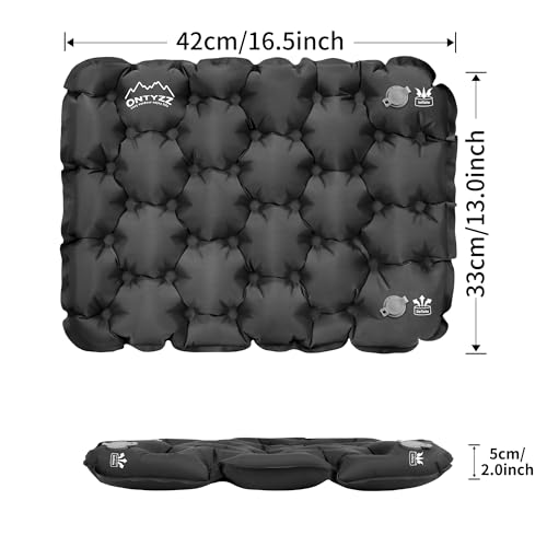 ONTYZZ Inflatable Seat Cushion Lightweight Airplane Seat Cushion Stadium Seat Travel Cushion for Climbing Hiking Office Airplane, Black - Image 2
