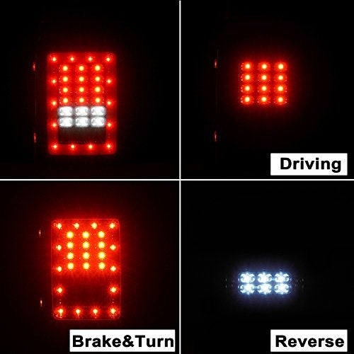 Hooke Road Wrangler JK Tail Light Assembly w/Brake Light & Turn Signal Compatible with Jeep JK Wrangler 2007-2018 - Image 3