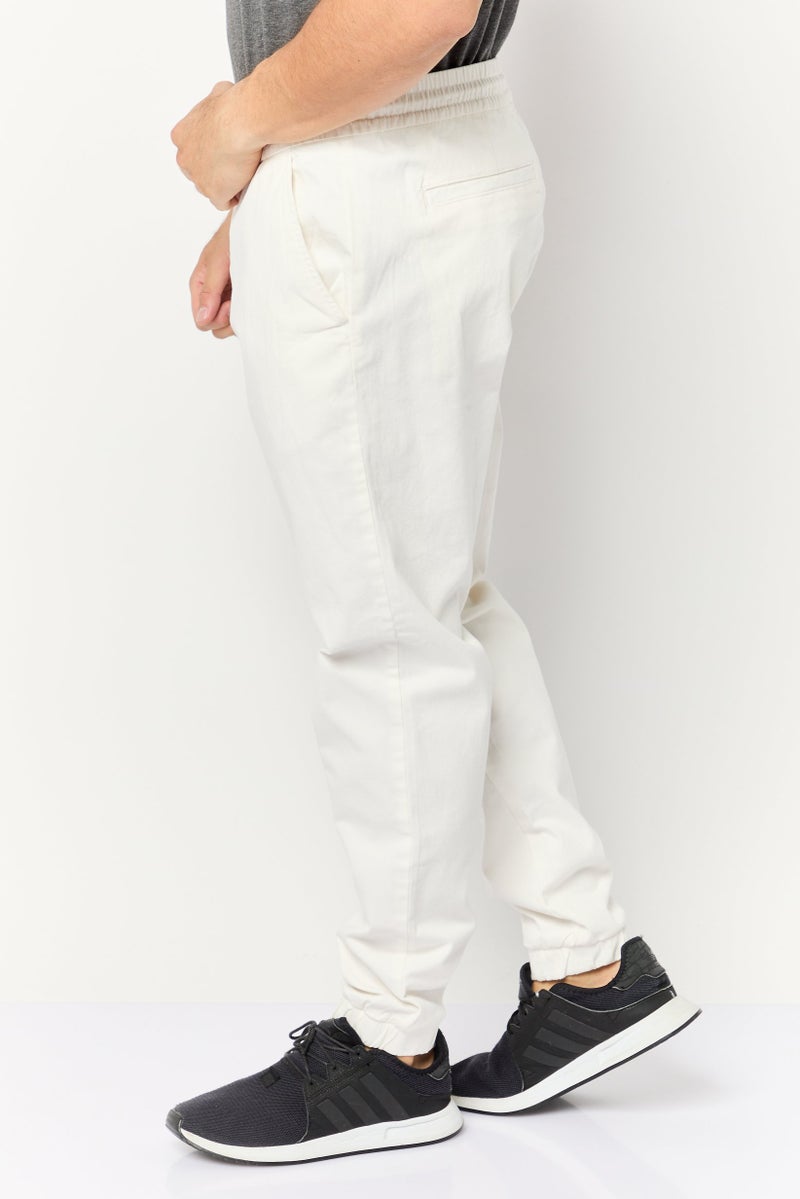 Celio Men Regular Fit Solid Jogger Pants, White - Image 3