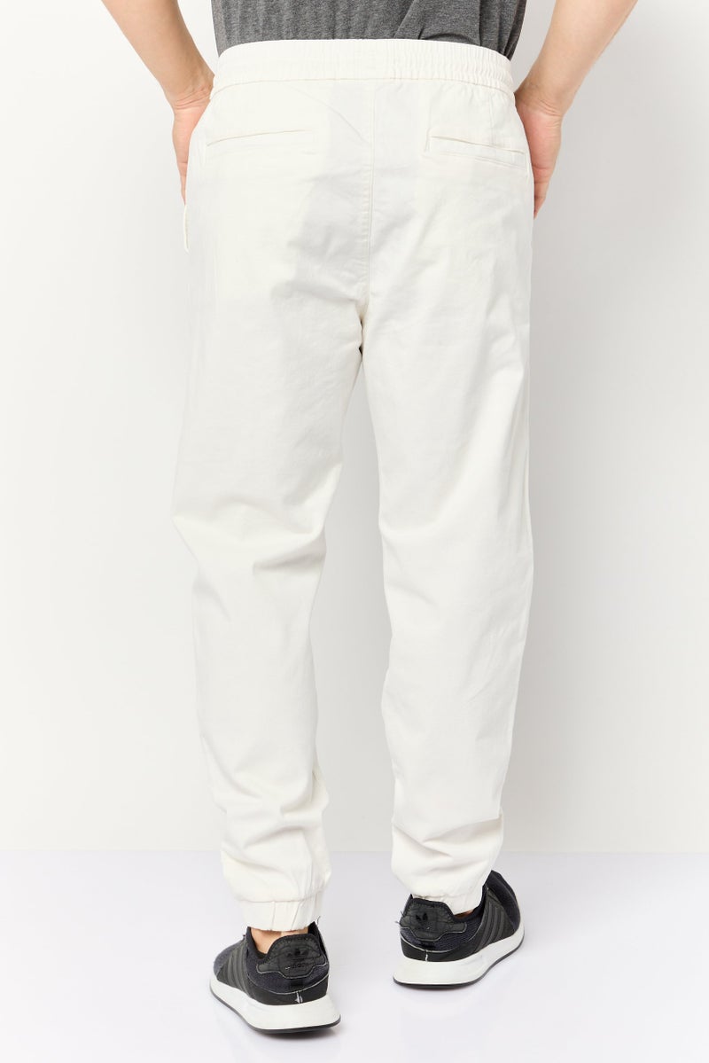 Celio Men Regular Fit Solid Jogger Pants, White - Image 4
