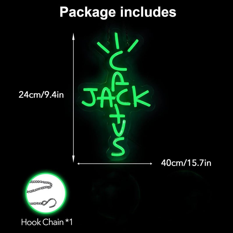 Cactus shape dimmable USB power supply neon wall decoration light letter luminous light plate Green - Image 3