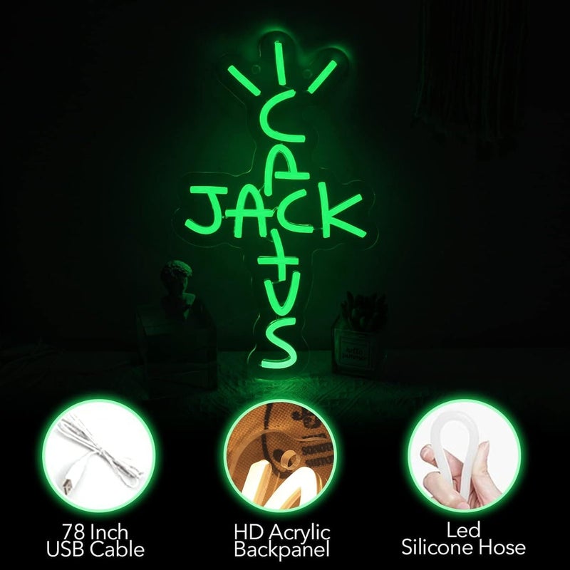 Cactus shape dimmable USB power supply neon wall decoration light letter luminous light plate Green - Image 4
