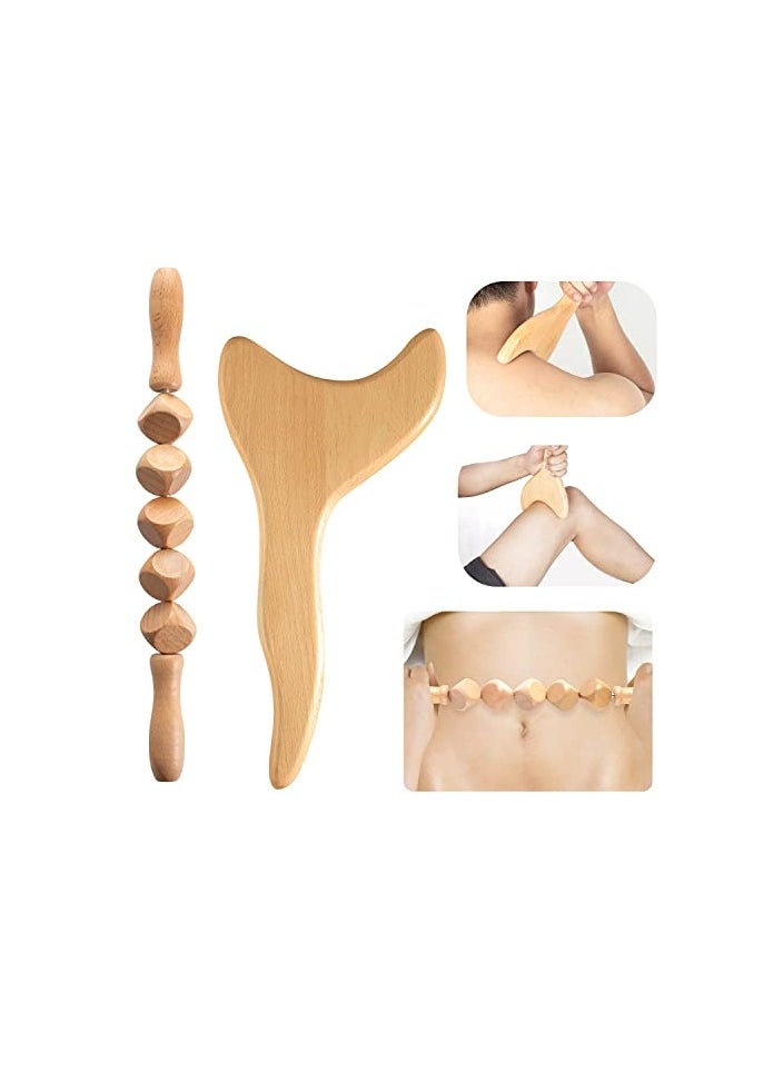 KHAJUL 5-Piece Wood Therapy Massage Tools for Body Shaping, Professional Lymphatic Drainage Massager, Anti Cellulite Massage Roller Body Sculpting Tools Set (Wooden)  - Image 3