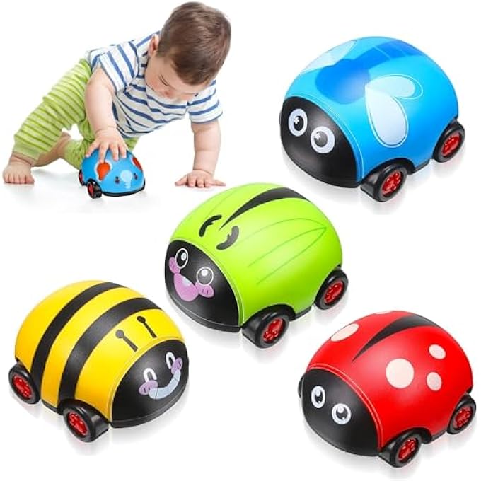 ANIMALS PULL BACK CARS BABY TOYS FOR 1-3 YEAR OLD BOY GIRLS, INFANT PLAY VEHICLE SET, BABY PUSH GO FRICTION CAR TOYS, 1 2 YEAR OLD BOY BIRTHDAY GIFT FOR INFANT TODDLERS (4PCS) - Image 1