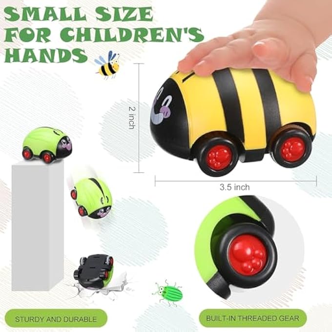 ANIMALS PULL BACK CARS BABY TOYS FOR 1-3 YEAR OLD BOY GIRLS, INFANT PLAY VEHICLE SET, BABY PUSH GO FRICTION CAR TOYS, 1 2 YEAR OLD BOY BIRTHDAY GIFT FOR INFANT TODDLERS (4PCS) - Image 4