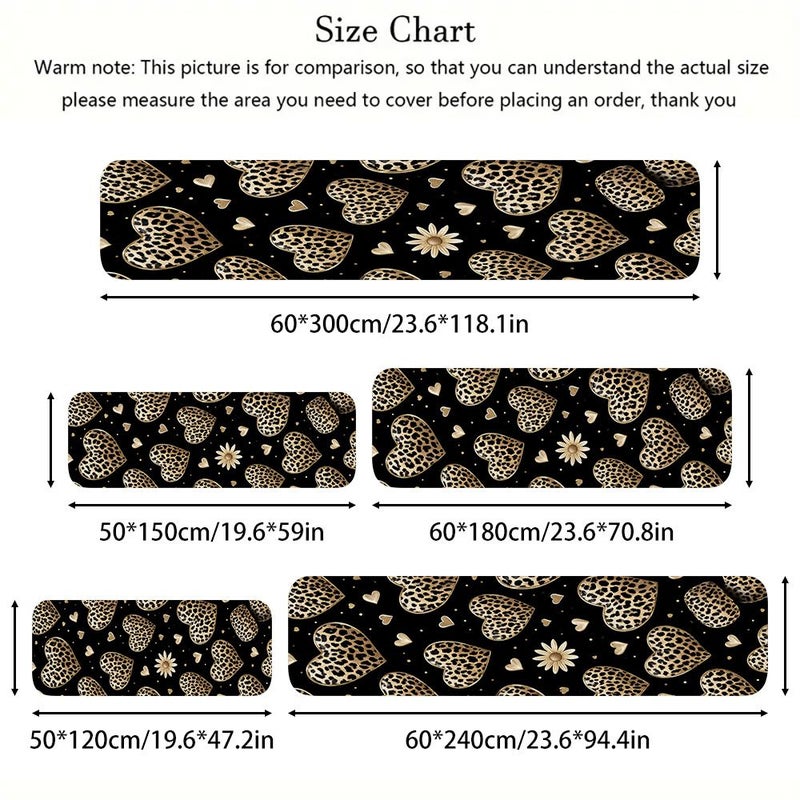 1pc Mixed Colors Leopard Print Heart Flower Pattern Runner Rug Long Strip Carpet Track Mat Non Slip Floor Mat Bedside Sofa Mat Machine Washable Indoor Decorative Kitchen Bathroom Carpet 50x150cm - Image 3