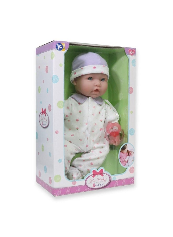 JC TOYS JC Toys - La Baby | Caucasian 16-inch Medium Soft Body Baby Doll | Washable | Removable Purple Outfit w/Hat and Pacifier | for Children 12 Months +  - Image 3