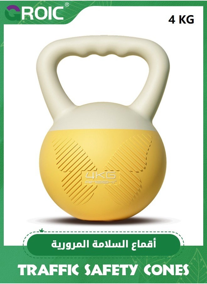 GROIC 4KG/8.8lb Soft Kettlebell, Strength Training Kettlebells Upgraded Handle with Resistance Loop Fitness Set, Iron Sand Filled Shock-Proof Hand Weights, for Full Body Workout and Strength Training  - Image 1