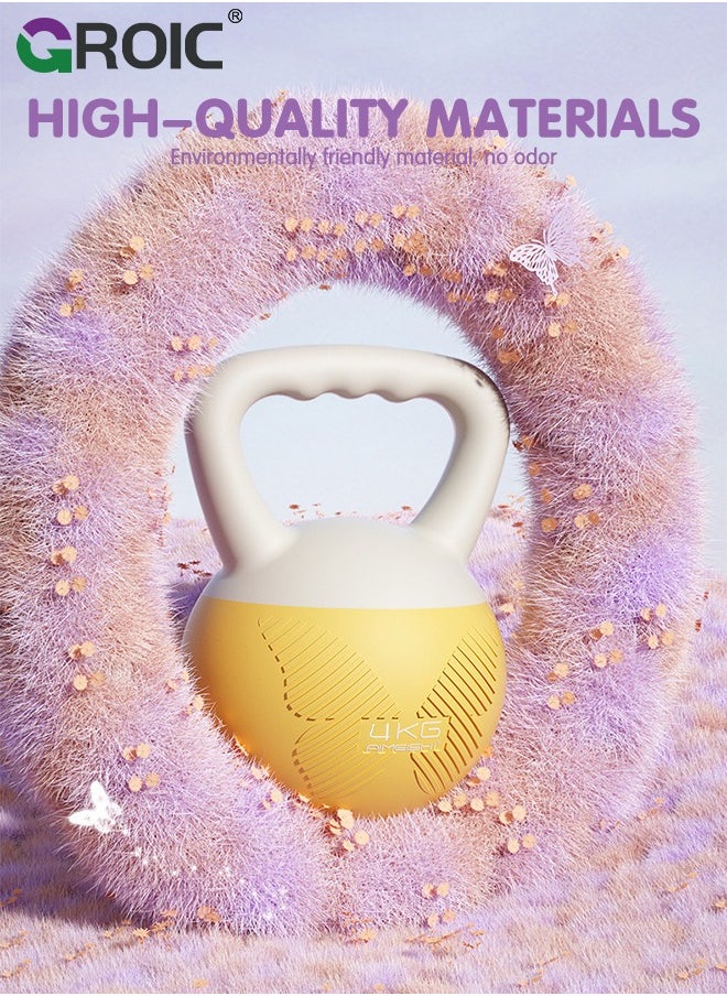 GROIC 4KG/8.8lb Soft Kettlebell, Strength Training Kettlebells Upgraded Handle with Resistance Loop Fitness Set, Iron Sand Filled Shock-Proof Hand Weights, for Full Body Workout and Strength Training  - Image 5