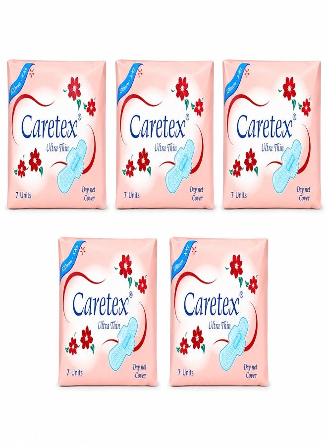 Caretex Ultra Thin Soft Sanitary Pads With Wings Size XX-Large pack of 5 - Image 1