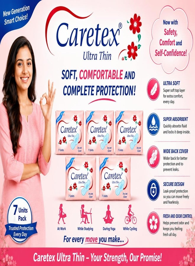 Caretex Ultra Thin Soft Sanitary Pads With Wings Size XX-Large pack of 5 - Image 3