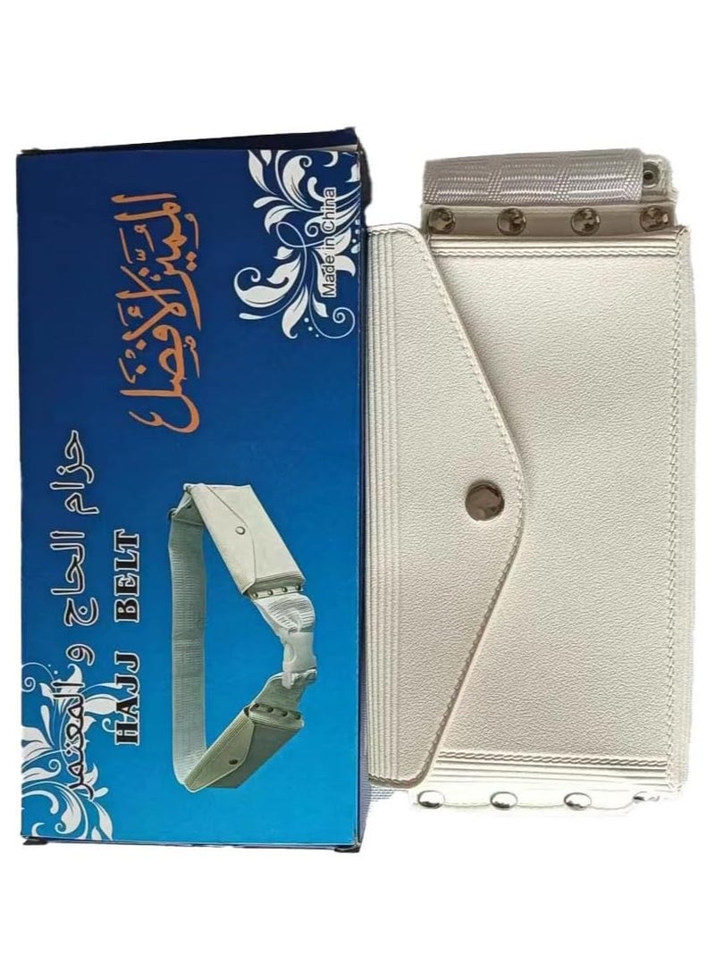 Fabienne Ihram Belt for Hajj and Umrah Dual Pockets Adjustable Snap Buttons Comfortable and Unstitched Ahram Belt White Waterproof According to Sunnah Regular & Plus Size  - Image 2