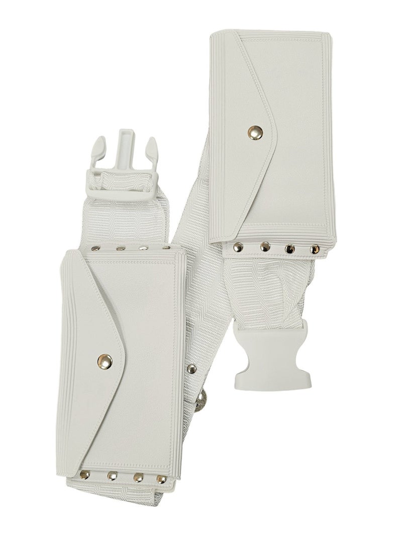 Fabienne Ihram Belt for Hajj and Umrah Dual Pockets Adjustable Snap Buttons Comfortable and Unstitched Ahram Belt White Waterproof According to Sunnah Regular & Plus Size - Image 3