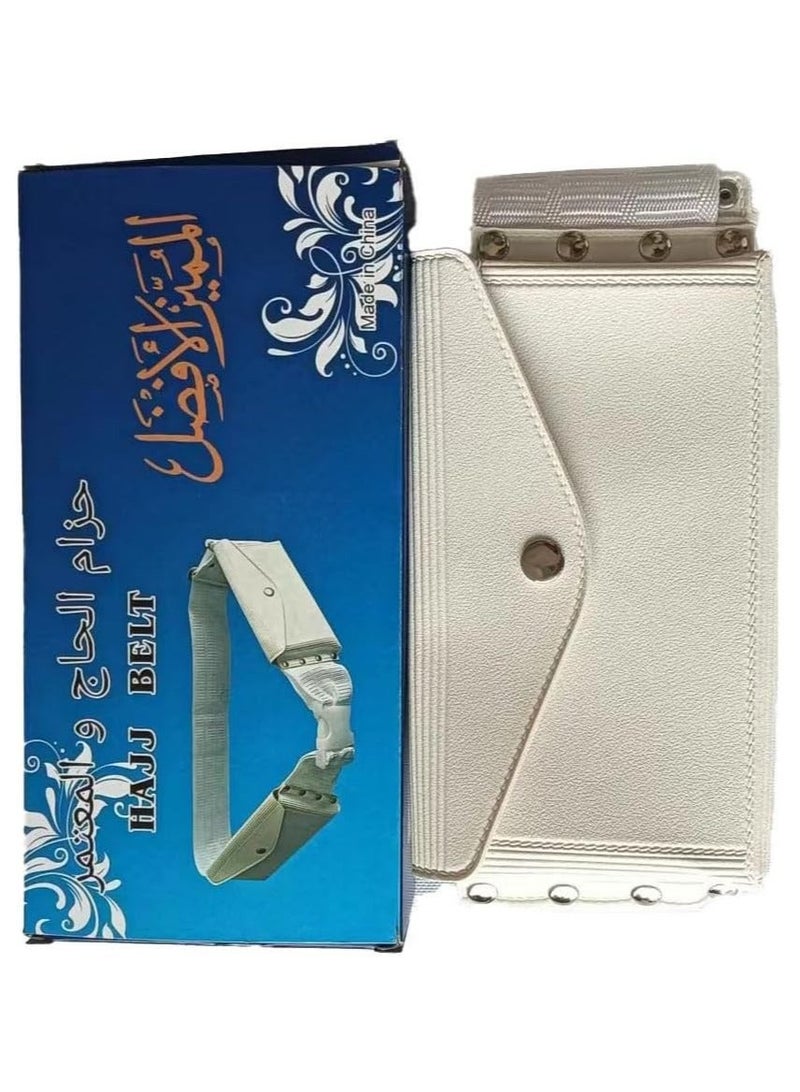 Fabienne Ihram Belt for Hajj and Umrah Dual Pockets Adjustable Snap Buttons Comfortable and Unstitched Ahram Belt White Waterproof According to Sunnah Regular & Plus Size - Image 5