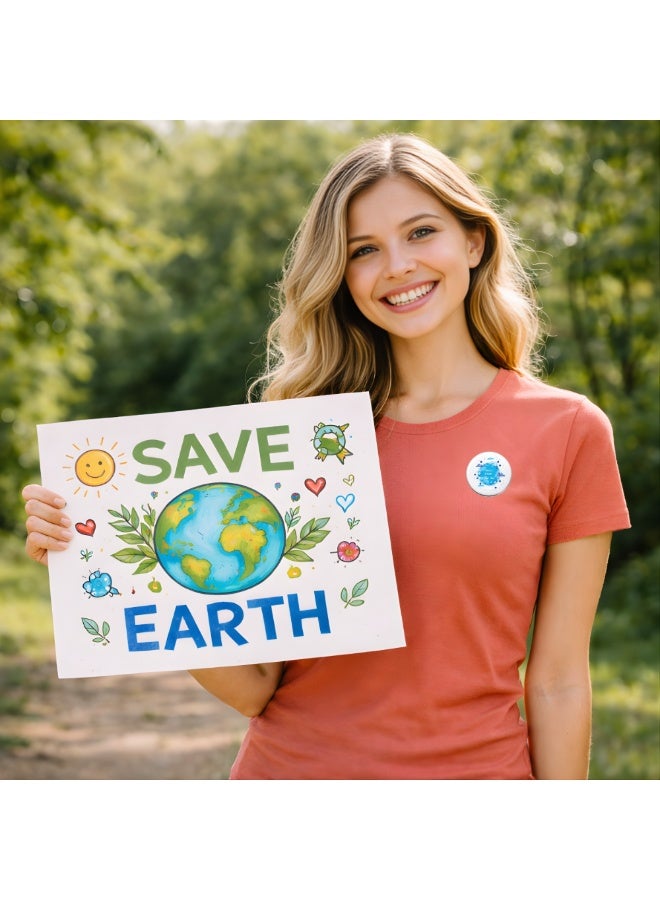 PRINTSHOP4ME Earth Hour Button Badge-Earth Hour Awareness Pin-Earth Day Gift-Lapel Pin For Backpacks And Jackets-Perfect For Events,Earth Day-World Earth Day Pin Badges - Image 2