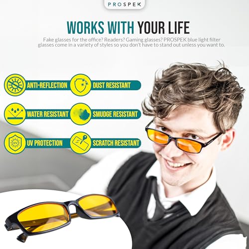 Prospek Blue Light Blocking Glasses, ELITE for Women and Men, Anti Glare Amber Lens, 99% Blue Light Blockers High Optical Quality Lenses (No Diopters) - Image 4