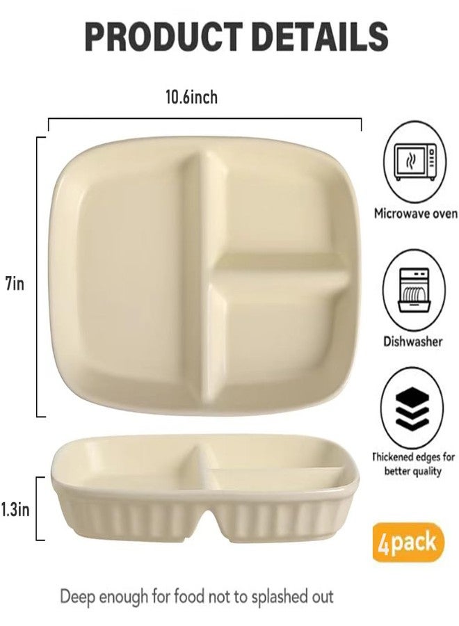 PUPOPIK Unbreakable Divided Plates 10.5 Inch 4 PCS,Reusable Wheat Straw Plates，Portion Control Plate Adults, Microwave And Dishwasher Safe, Perfect For Dinner Dishes Kitchen Picnic Party (Classic Series) - Image 5