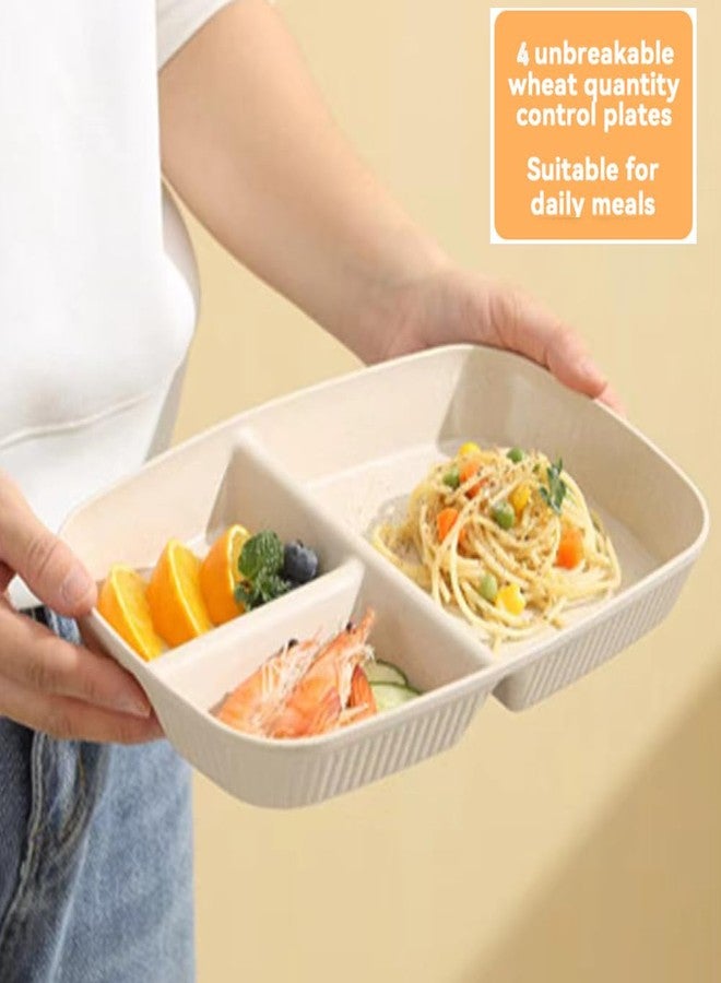 PUPOPIK Unbreakable Divided Plates 10.5 Inch 4 PCS,Reusable Wheat Straw Plates，Portion Control Plate Adults, Microwave And Dishwasher Safe, Perfect For Dinner Dishes Kitchen Picnic Party (Classic Series) - Image 4