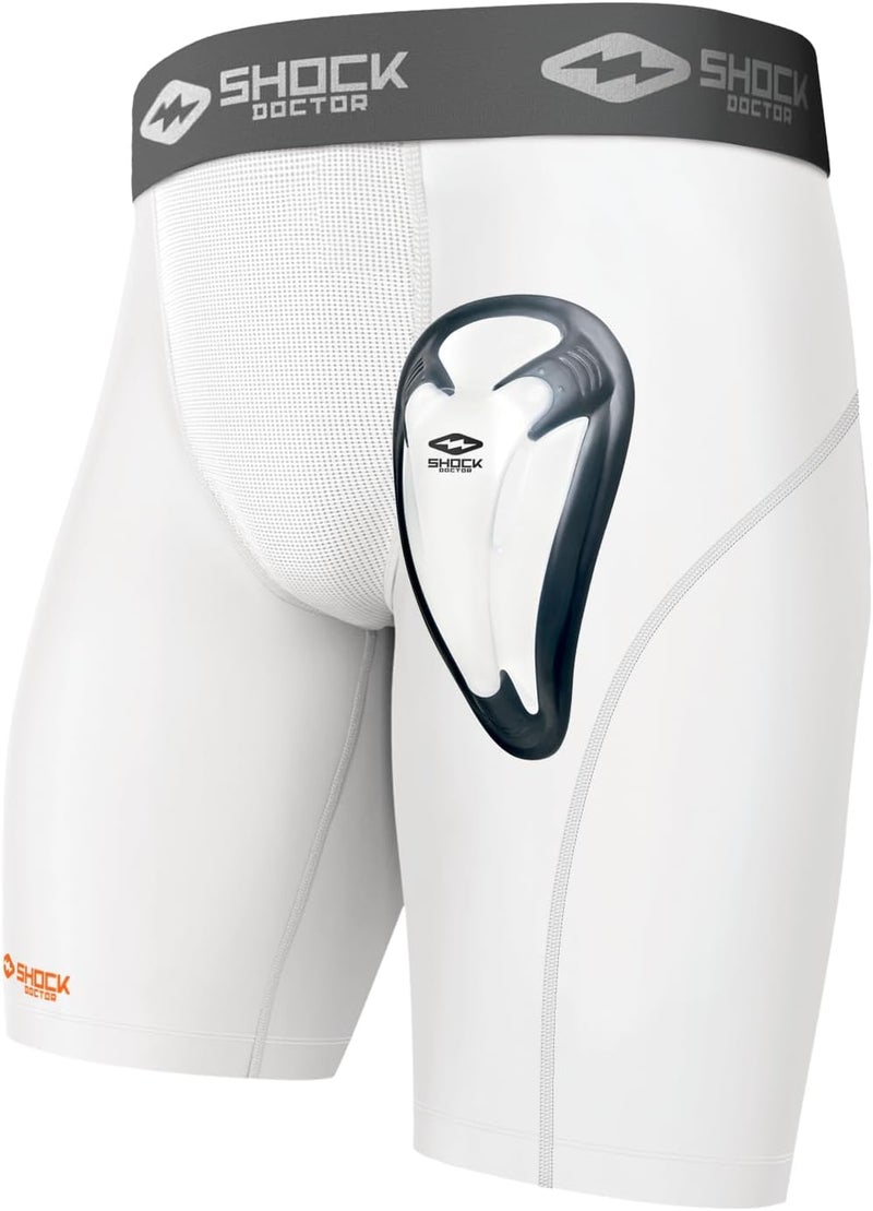 Shock Doctor Adult Compression Shorts with Bio-Flex Protective Cup for Sports - Image 1