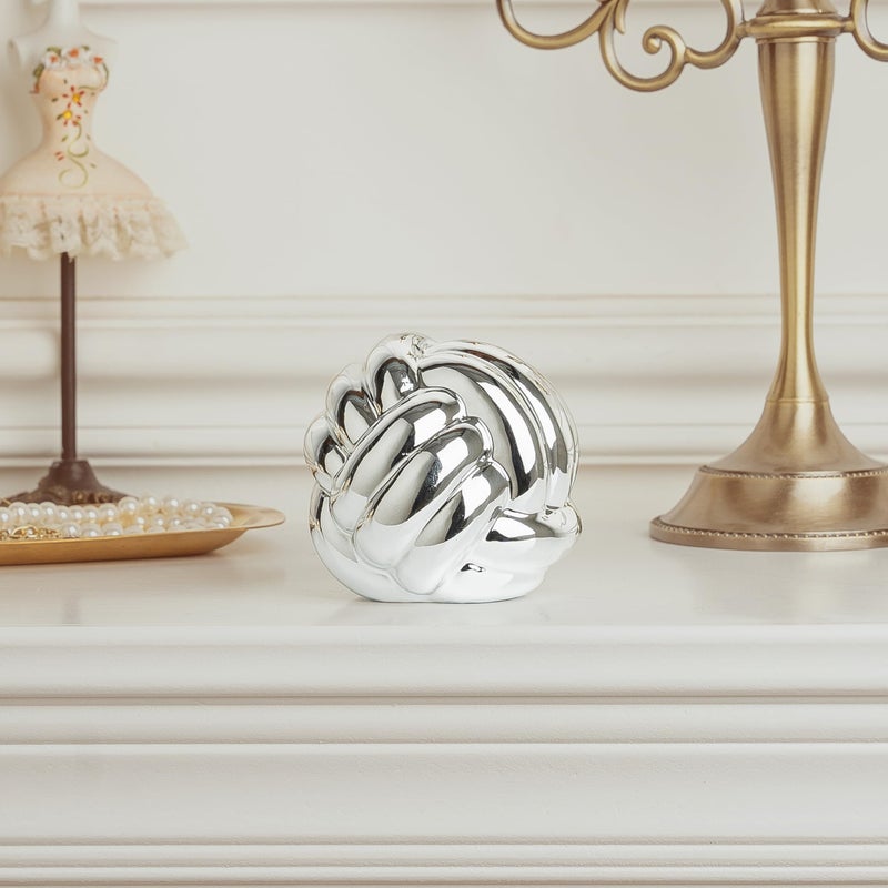 Lynagert Small Silver Knot Decor, Chain Link Decor, Coffee Table Decor, Book Shelf Decor, Entry Table Decor, Aesthetic Minimalist Decorative Objects for Modern Home Living Room, Desk Decor for Office (Silver) - Image 2