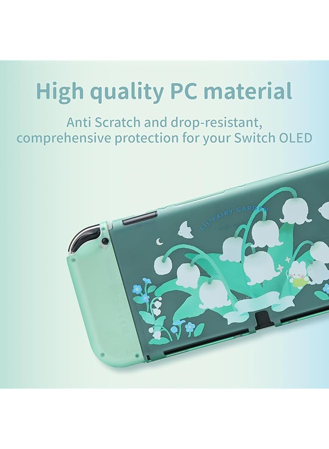 GeekShare جراب واقٍ لجهاز Switch OLED جراب واقٍ صلب وغطاء نحيف متوافق مع Switch OLED ووحدة التحكم في الألعاب Lily Of Valley - Image 4
