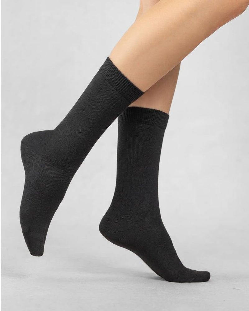COTTON DAY Women's Soft Combed Cotton Dress Socks Seamless Toe (Black 6-9) - Image 2
