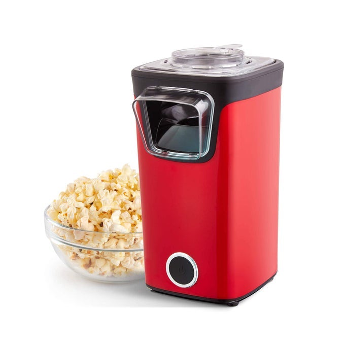 TURBO POP POPCORN MAKER WITH MEASURING CUP TO PORTION POPPING CORN KERNELS MELT BUTTER 8 CUP POPCORN MACHINE RED