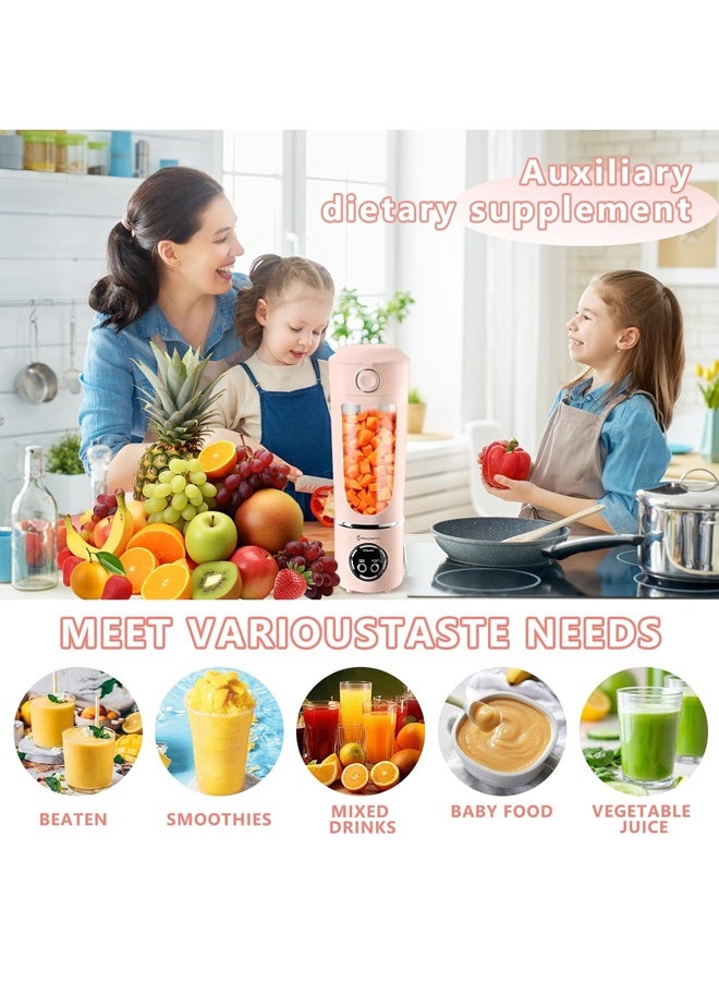 Poxvalzor Personal Portable Blender,USB Type-C Rechargeable,700ml Juicer Cup,4 Gear Modes,1500mAh Battery Capacity,Perfect for Fresh Juice at Home (Pink) - Image 5