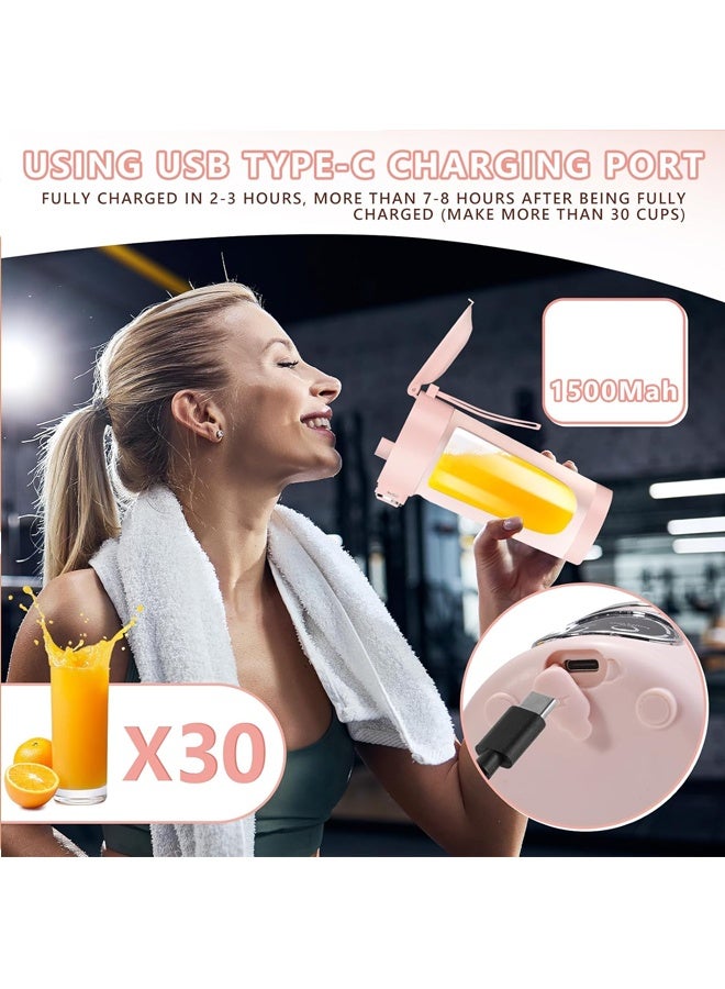 Poxvalzor Personal Portable Blender,USB Type-C Rechargeable,700ml Juicer Cup,4 Gear Modes,1500mAh Battery Capacity,Perfect for Fresh Juice at Home (Pink) - Image 3