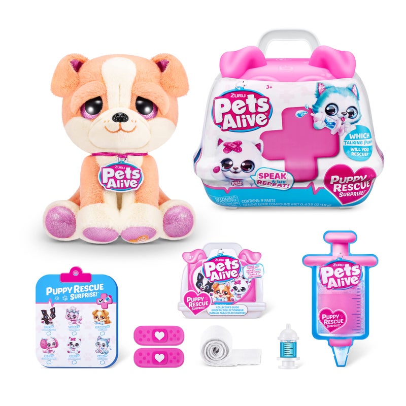 Pets Alive Pet Shop Surprise S3 Puppy Rescue Bull Dog by ZURU Surprise Puppy Plush Ultra Soft Plushies Compound Surprises Inside Interactive Toy Pets Electronic Speak and Repeat - Image 1