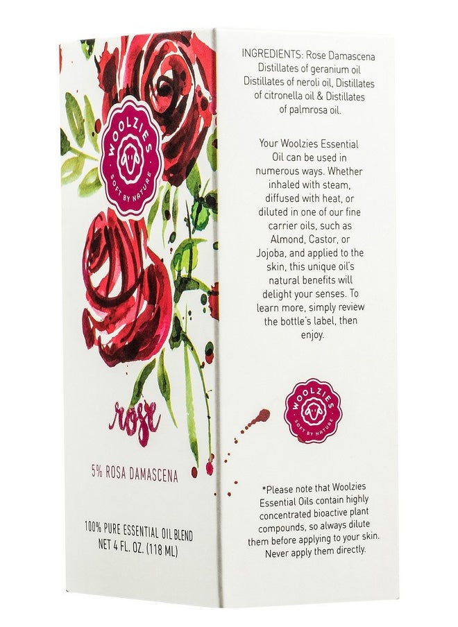 Woolzies - Best Natural Rose Essential Oil Blend 4 Oz - Therapeutic & Premium Graded Aromatherapy Oil - Most Popular For Relaxation, & Skin Use - For Diffusion & Topical Use - Image 1