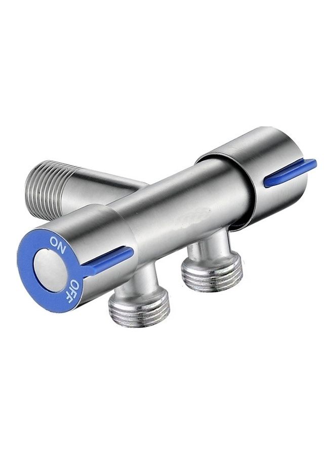Stainless Steel Multi-Function Three-Way Valve Faucet with 4-Point Thread Silver - Image 1